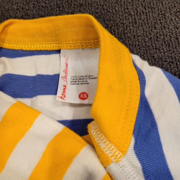HANNA ANDERSSON Adult Blue Striped 2PC Pajama Set sz XS - Picture 2 of 2